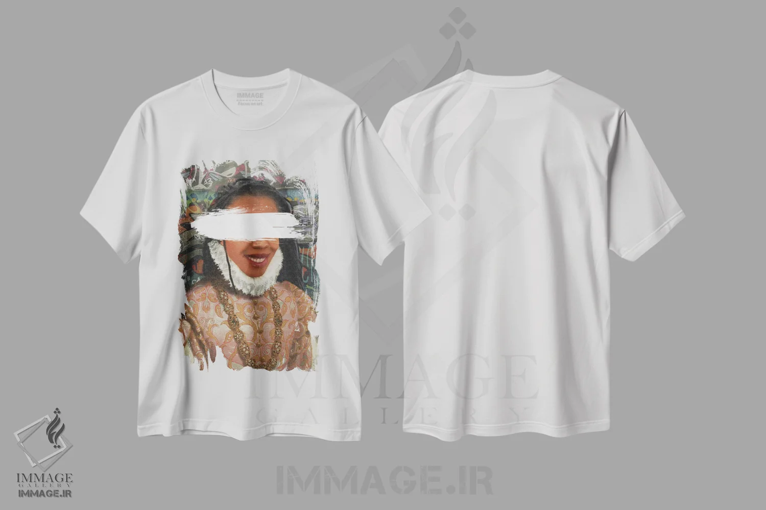 تیشرت سفید طرح دار زن رنسانس، هنر آمریکایی آفریقایی تبار اثر دومونیک براون | immage.ir