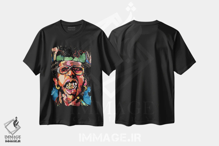 تیشرت مشکی طرح دار آتلانتا، هنر آمریکایی آفریقایی تبار اثر دومونیک براون | immage.ir