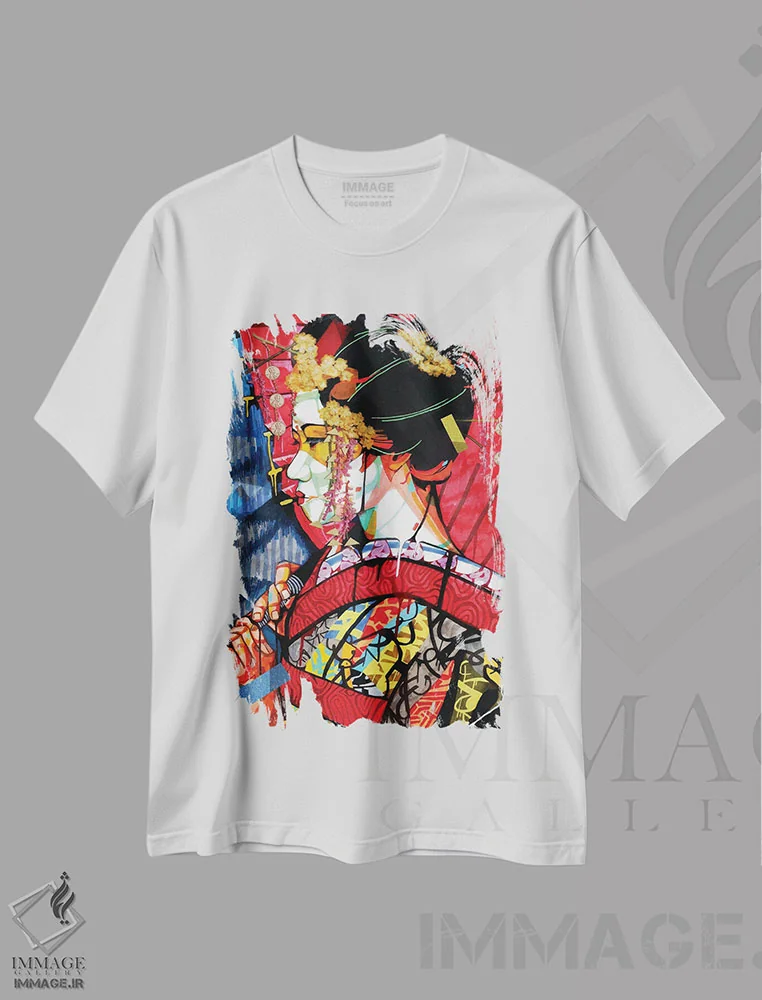 تیشرت سفید طرح دار گیشای آمریکایی، دکور آسیایی اثر دومونیک براون | immage.ir