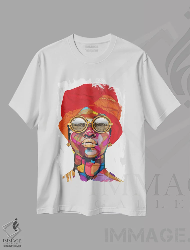 تیشرت سفید طرح دار بازتاب ها، هنر آمریکایی آفریقایی تبار اثر دومونیک براون | immage.ir