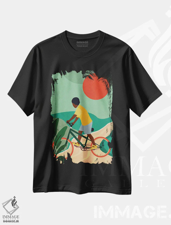 تیشرت مشکی طرح دار در خانه بمان شماره ۷، هنر آمریکایی آفریقایی تبار اثر دومونیک براون | فروشگاه ایماژ