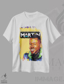 تیشرت سفید طرح دار برنامهٔ مارتین، هنر آمریکایی آفریقایی تبار اثر دومونیک براون | فروشگاه ایماژ
