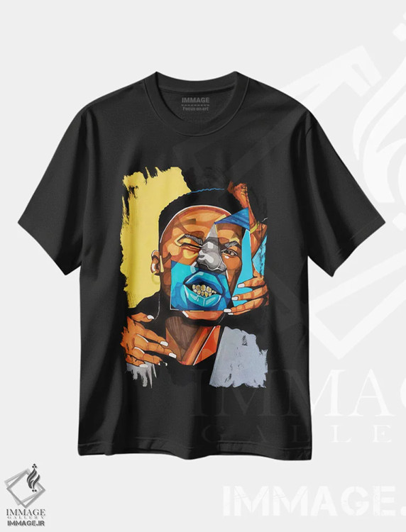 تیشرت مشکی طرح دار دندان های طلا، هنر آمریکایی آفریقایی تبار اثر دومونیک براون | فروشگاه ایماژ
