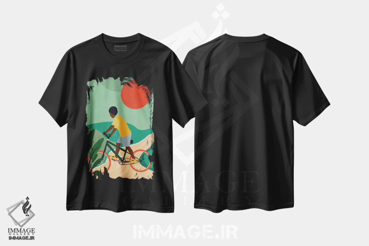 تیشرت مشکی طرح دار در خانه بمان شماره ۷، هنر آمریکایی آفریقایی تبار اثر دومونیک براون | فروشگاه ایماژ