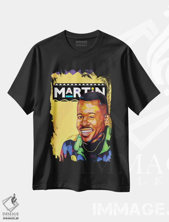 تیشرت مشکی طرح دار برنامهٔ مارتین، هنر آمریکایی آفریقایی تبار اثر دومونیک براون | immage.ir