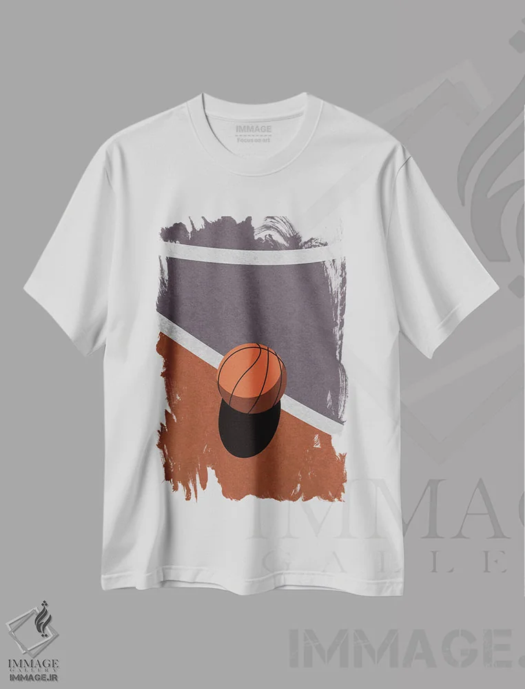 تیشرت سفید طرح دار بسکتبال عزیز، هنر دیجیتال اثر دومونیک براون | immage.ir