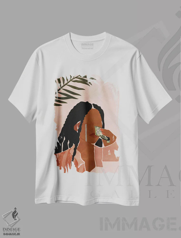 تیشرت سفید طرح دار اشک پاک کردن، هنر آمریکایی آفریقایی تبار اثر دومونیک براون | فروشگاه ایماژ