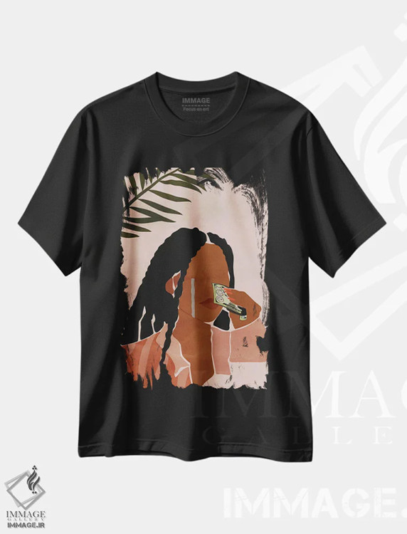 تیشرت مشکی طرح دار اشک پاک کردن، هنر آمریکایی آفریقایی تبار اثر دومونیک براون | immage.ir
