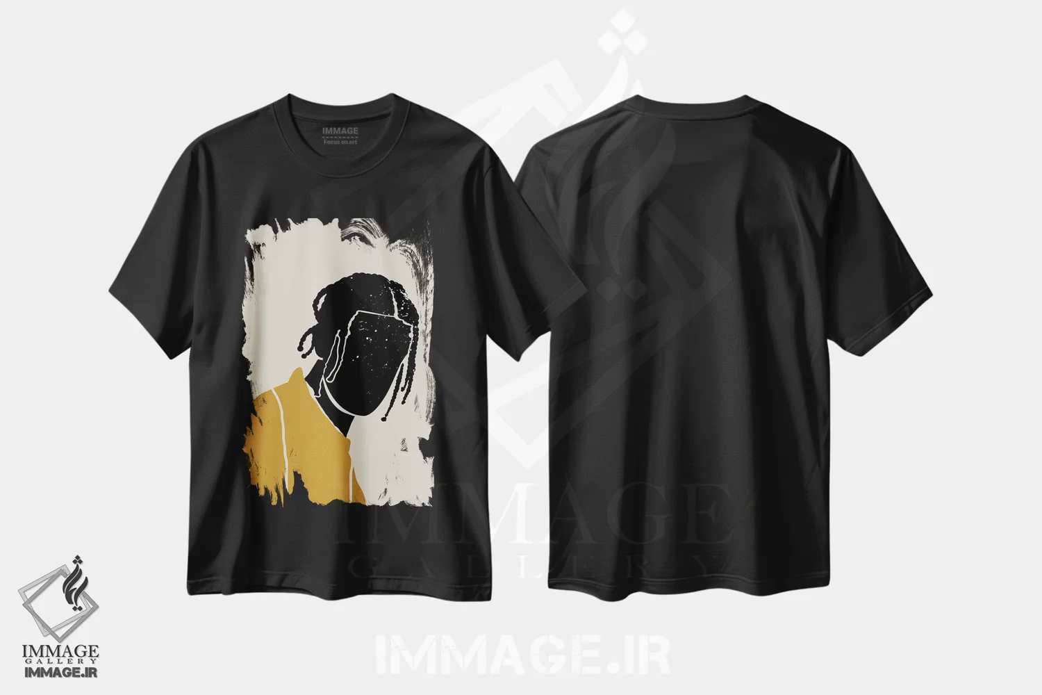 تیشرت مشکی طرح دار موی سیاه ۱، هنر آمریکایی آفریقایی تبار اثر دومونیک براون | immage.ir