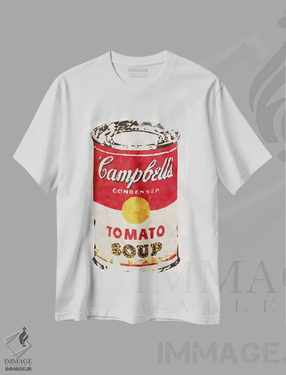 تیشرت سفید طرح دار قوطی سوپ کمپبل، دکور معاصر اثر فایو بای فایو کالکتیو | فروشگاه ایماژ
