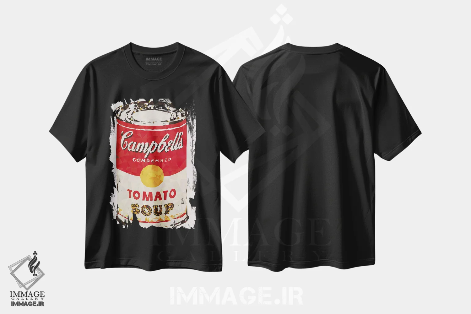 تیشرت مشکی طرح دار قوطی سوپ کمپبل، دکور معاصر اثر فایو بای فایو کالکتیو | immage.ir