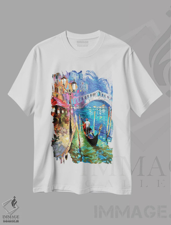 تیشرت سفید طرح دار مهتاب مرموز، مدیوم اثر دمیتری اسپیروس | فروشگاه ایماژ