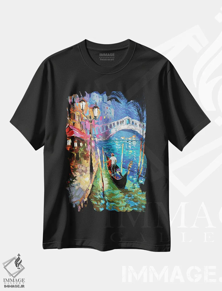 تیشرت مشکی طرح دار مهتاب مرموز، مدیوم اثر دمیتری اسپیروس | immage.ir