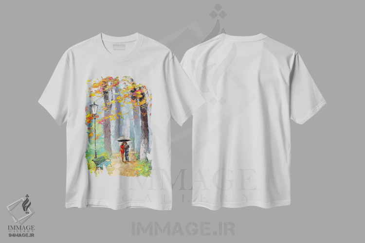 تیشرت سفید طرح دار بوسه پاییزی، مدیوم اثر دمیتری اسپیروس | immage.ir