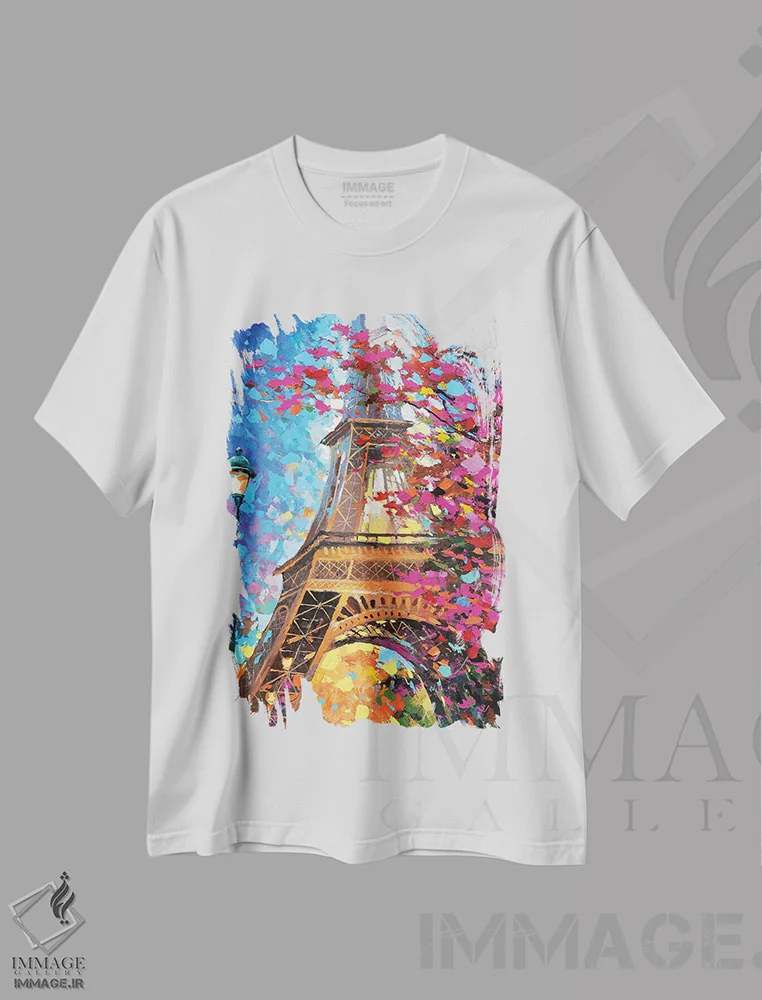 تیشرت سفید طرح دار پاییز پاریس، مدیوم اثر دمیتری اسپیروس | immage.ir