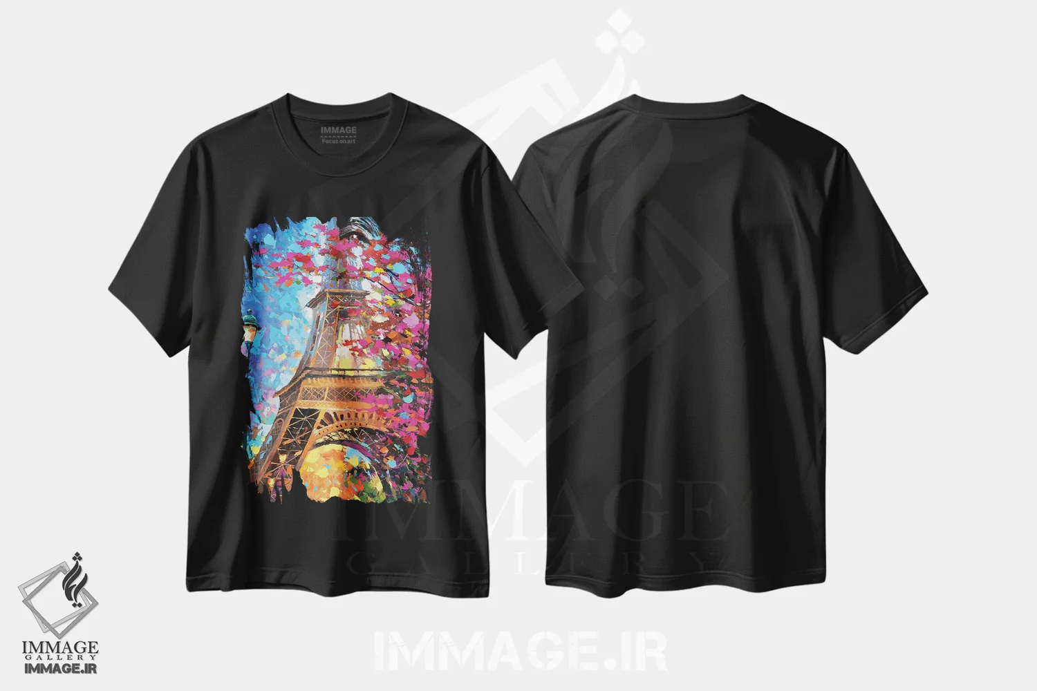 تیشرت مشکی طرح دار پاییز پاریس، مدیوم اثر دمیتری اسپیروس | فروشگاه ایماژ