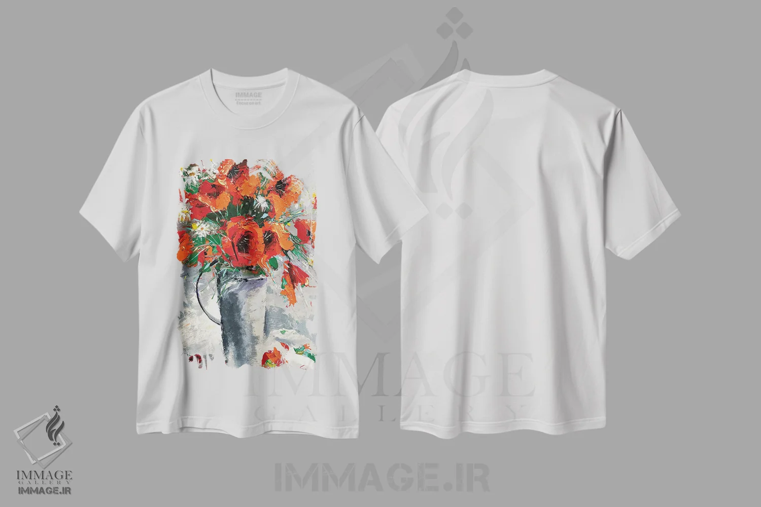 تیشرت سفید طرح دار شقایق های قرمز، مدیوم اثر دمیتری اسپیروس | immage.ir