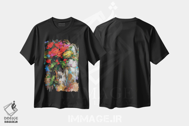 تیشرت مشکی طرح دار رزها ۱، مدیوم اثر دمیتری اسپیروس | immage.ir