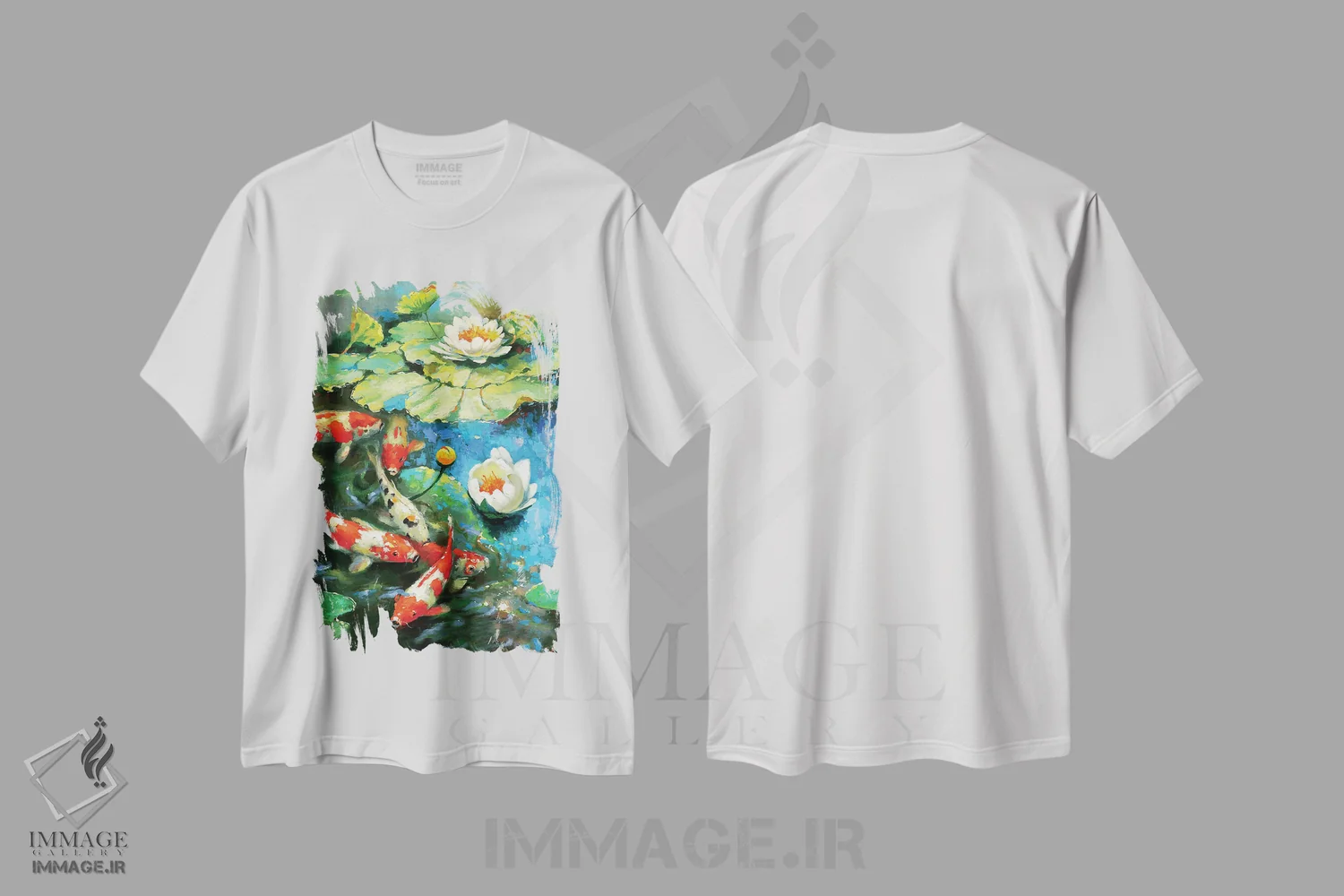 تیشرت سفید طرح دار نیلوفر آبی، مدیوم اثر دمیتری اسپیروس | immage.ir