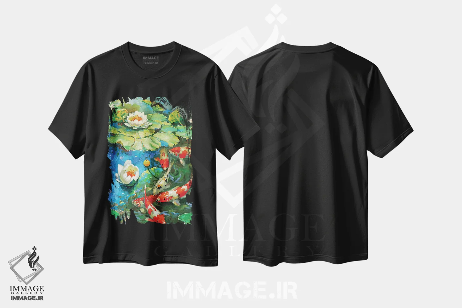 تیشرت مشکی طرح دار نیلوفر آبی، مدیوم اثر دمیتری اسپیروس | immage.ir