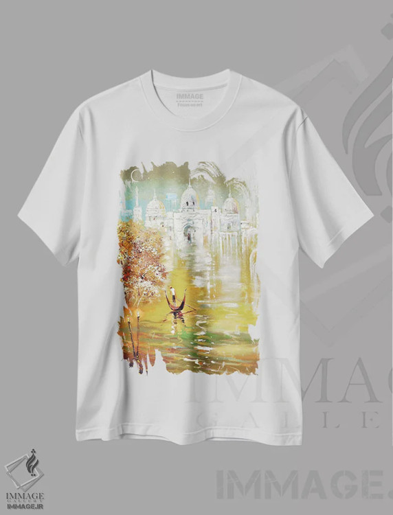 تیشرت سفید طرح دار شهر سفید، مدیوم اثر دمیتری اسپیروس | immage.ir