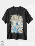 تیشرت مشکی طرح دار طاووس آبی، مدیوم اثر دمیتری اسپیروس | immage.ir