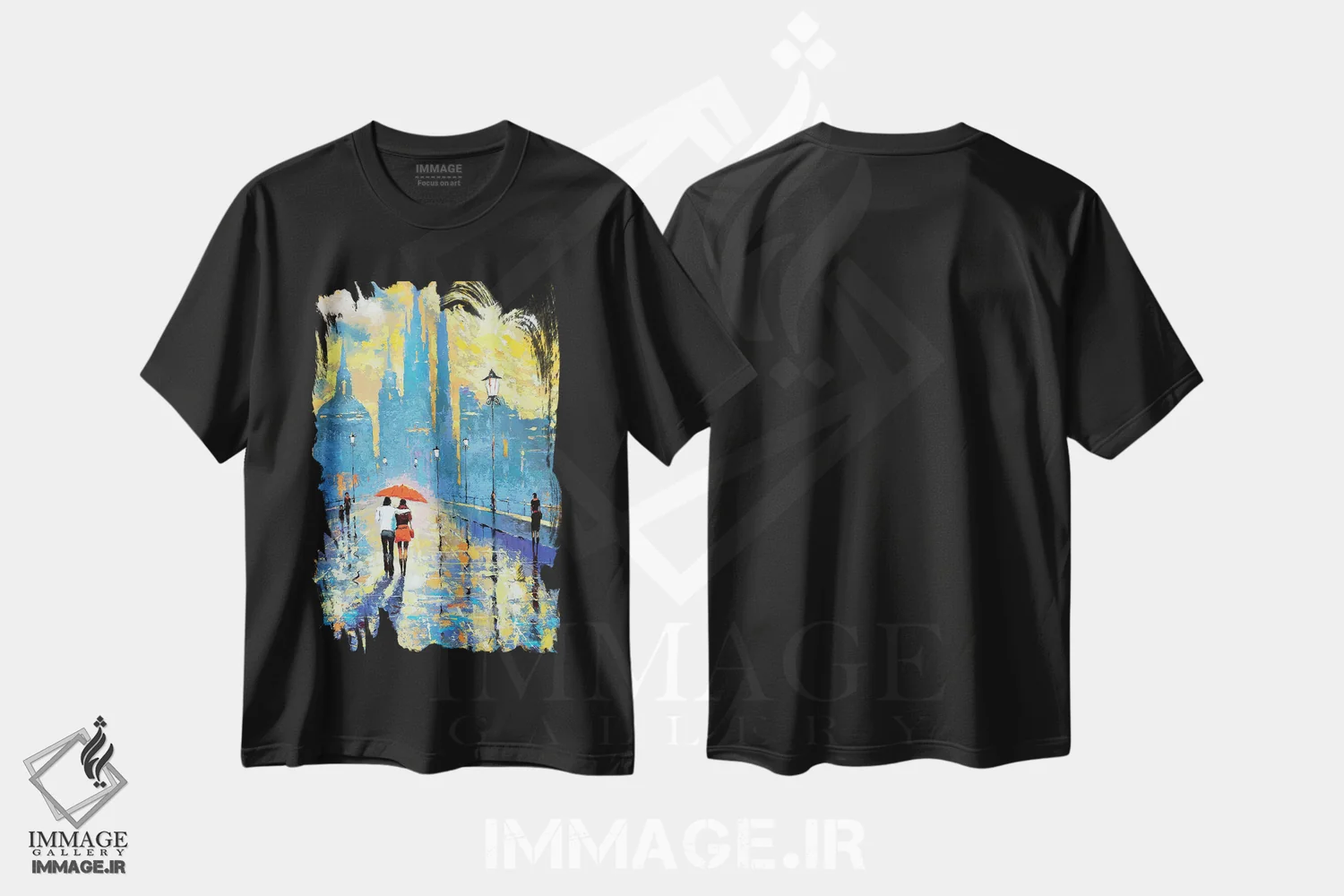 تیشرت مشکی طرح دار من و تو، مدیوم اثر دمیتری اسپیروس | فروشگاه ایماژ