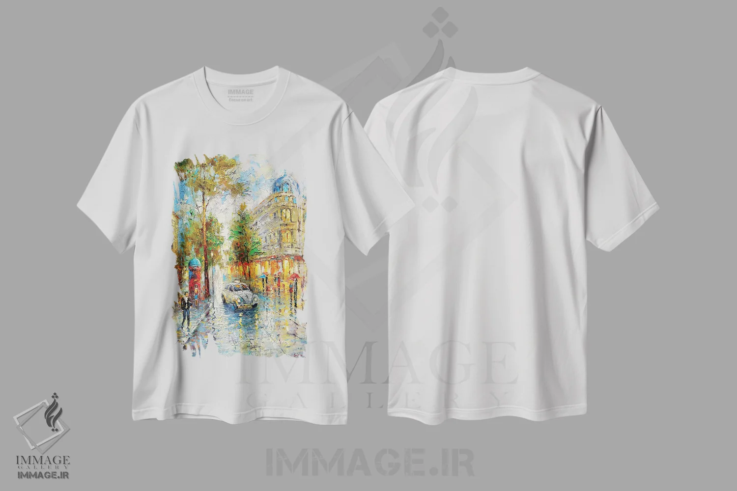تیشرت سفید طرح دار تاکسی سفید، مدیوم اثر دمیتری اسپیروس | فروشگاه ایماژ
