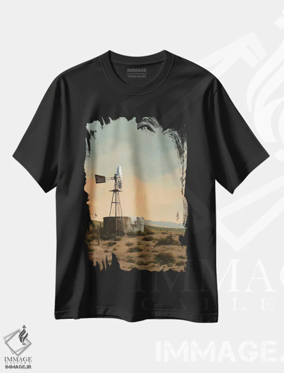 تیشرت مشکی طرح دار آسیاب بادی کارو، هنر فاخر معاصر اثر دانا مک کلار | immage.ir