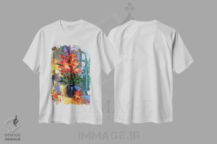 تیشرت سفید طرح دار عصر گل ها، مدیوم اثر دمیتری اسپیروس | فروشگاه ایماژ