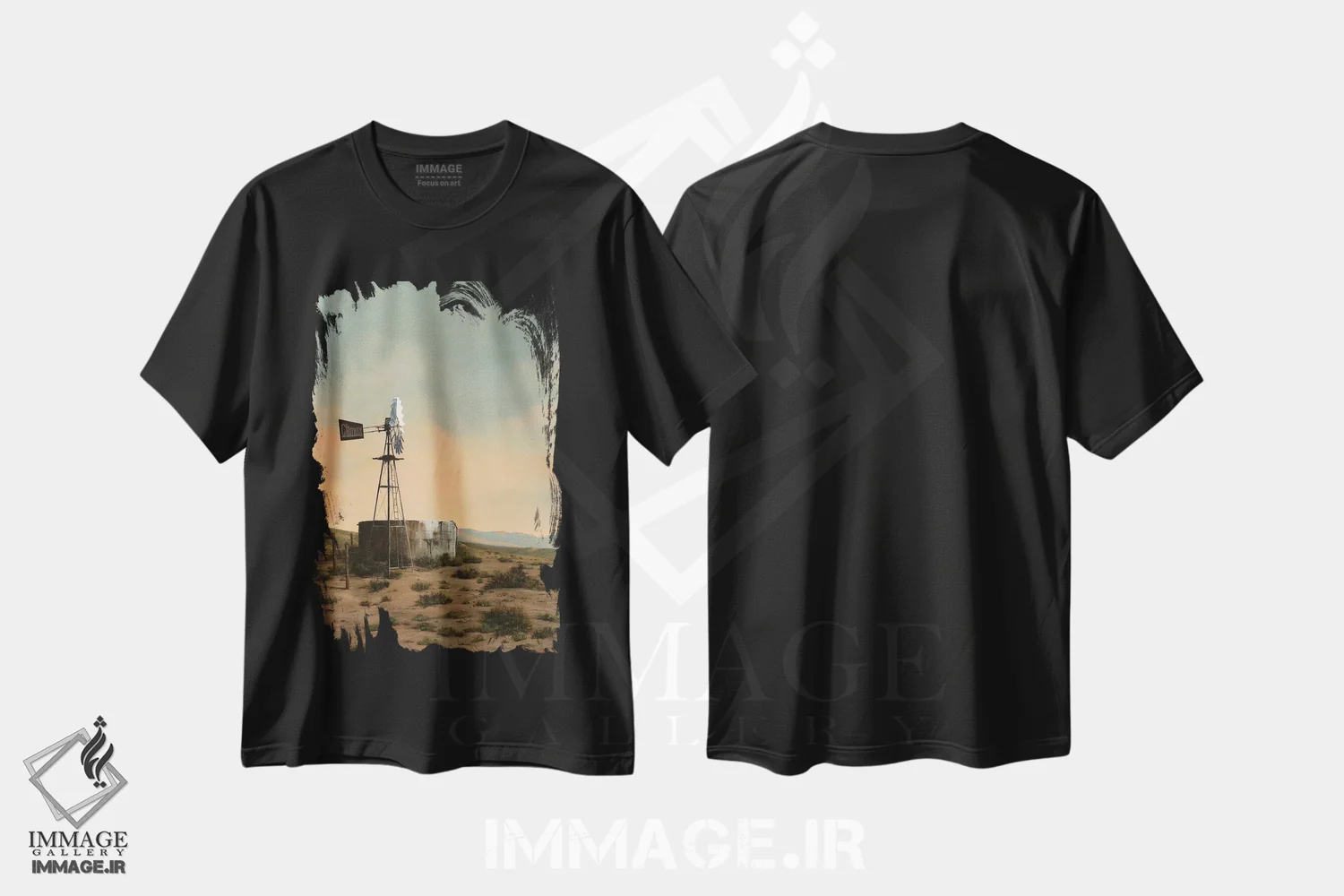 تیشرت مشکی طرح دار آسیاب بادی کارو، هنر فاخر معاصر اثر دانا مک کلار | immage.ir
