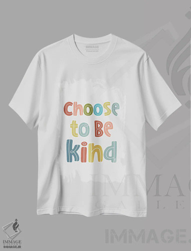 تیشرت سفید طرح دار مهربان باش، تایپوگرافی اثر دلورس ناسکرنت | فروشگاه ایماژ