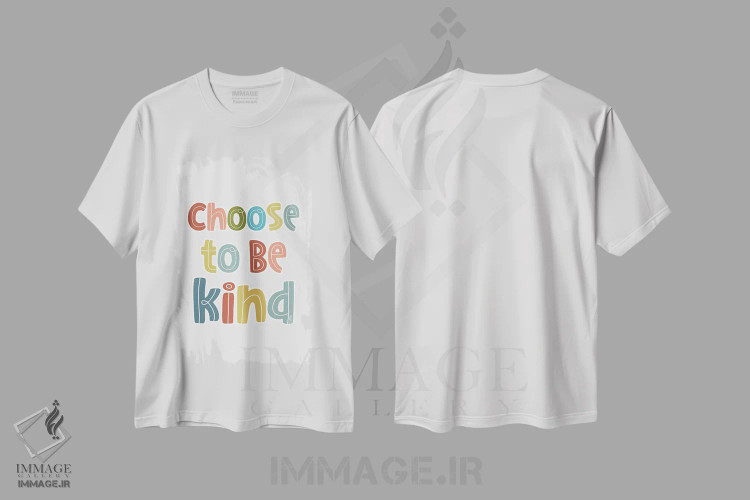 تیشرت سفید طرح دار مهربان باش، تایپوگرافی اثر دلورس ناسکرنت | فروشگاه ایماژ