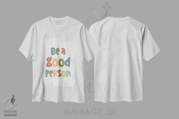 تیشرت سفید طرح دار آدم خوب، تایپوگرافی اثر دلورس ناسکرنت | immage.ir