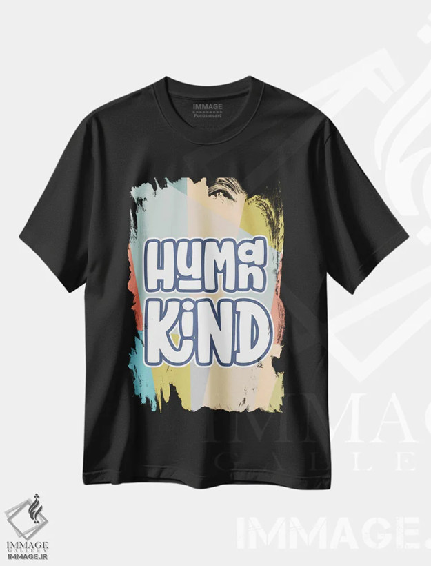 تیشرت مشکی طرح دار نوع بشر، تایپوگرافی اثر دلورس ناسکرنت | فروشگاه ایماژ