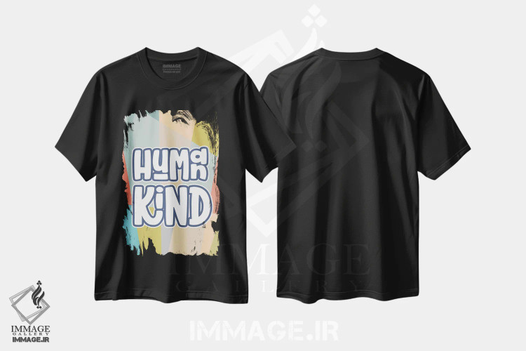 تیشرت مشکی طرح دار نوع بشر، تایپوگرافی اثر دلورس ناسکرنت | فروشگاه ایماژ