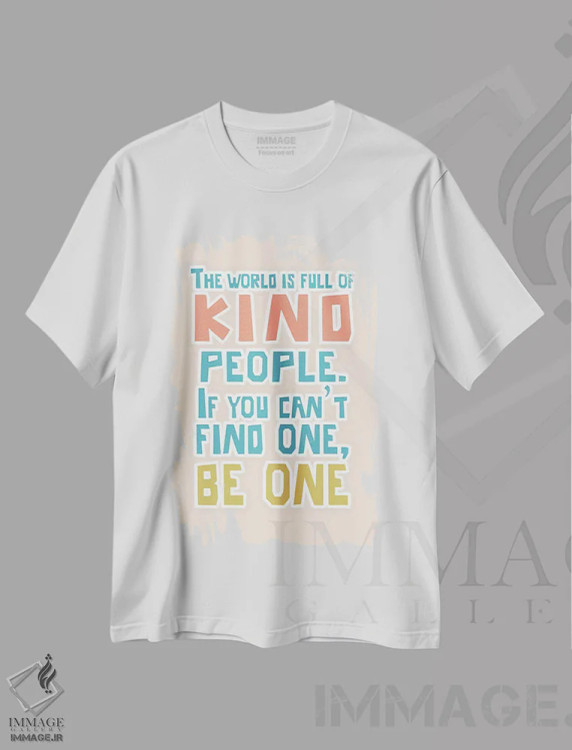 تیشرت سفید طرح دار آدم های مهربان، تایپوگرافی اثر دلورس ناسکرنت | immage.ir