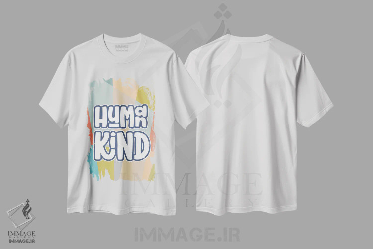 تیشرت سفید طرح دار نوع بشر، تایپوگرافی اثر دلورس ناسکرنت | immage.ir