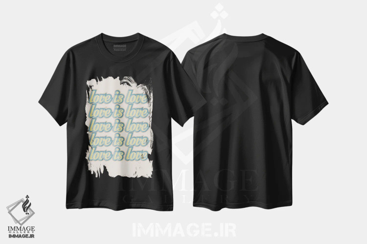 تیشرت مشکی طرح دار عشق، عشق است، تایپوگرافی اثر دلورس ناسکرنت | immage.ir