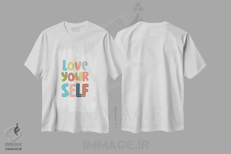 تیشرت سفید طرح دار خودت را دوست داشته باش، تایپوگرافی اثر دلورس ناسکرنت | immage.ir