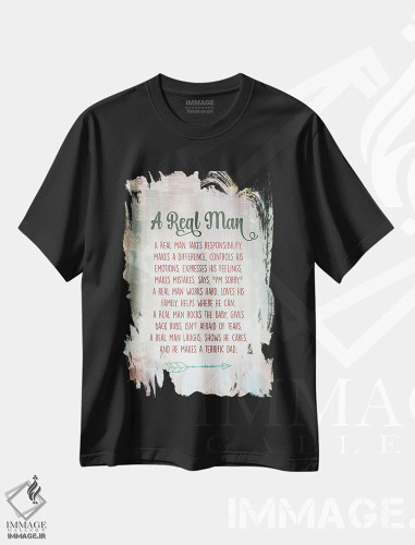 تیشرت مشکی طرح دار روز پدر، تایپوگرافی اثر دلورس ناسکرنت | فروشگاه ایماژ