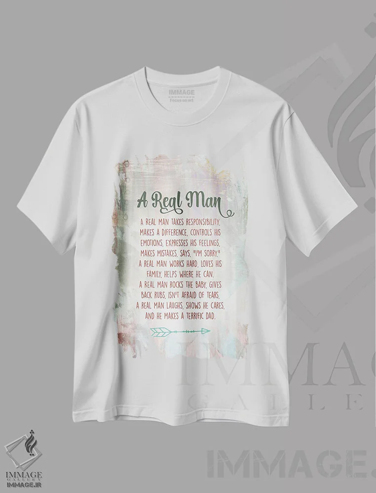تیشرت سفید طرح دار روز پدر، تایپوگرافی اثر دلورس ناسکرنت | immage.ir