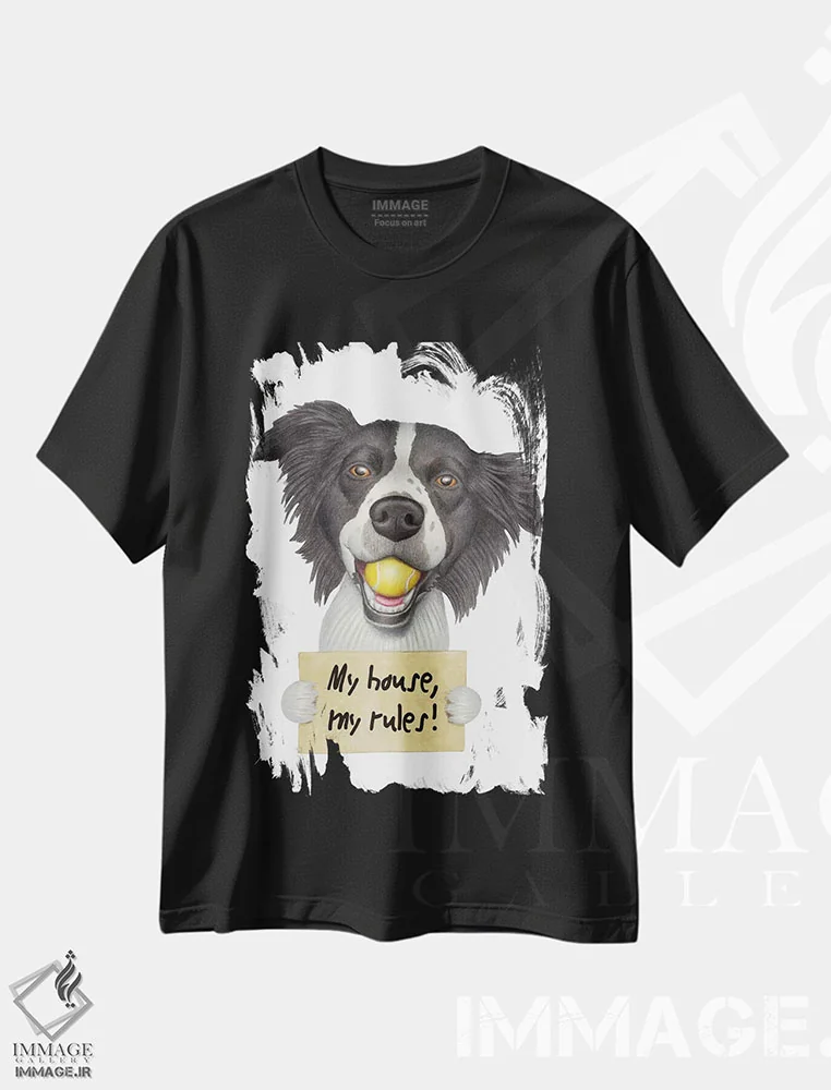 تیشرت مشکی طرح دار بردر کولی، تزئینی اثر دنی گوردون | فروشگاه ایماژ
