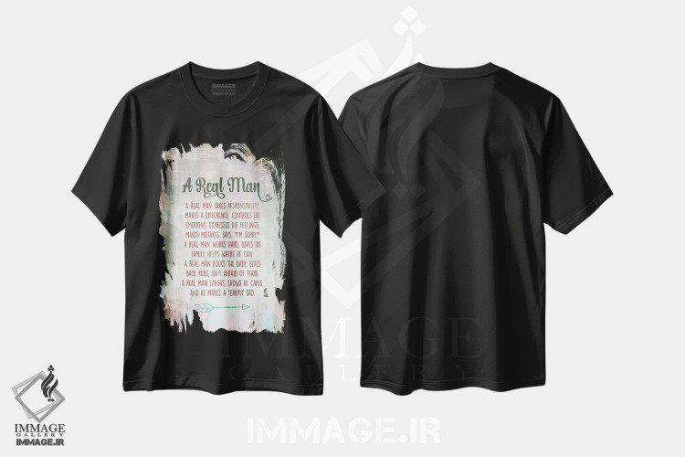 تیشرت مشکی طرح دار روز پدر، تایپوگرافی اثر دلورس ناسکرنت | فروشگاه ایماژ