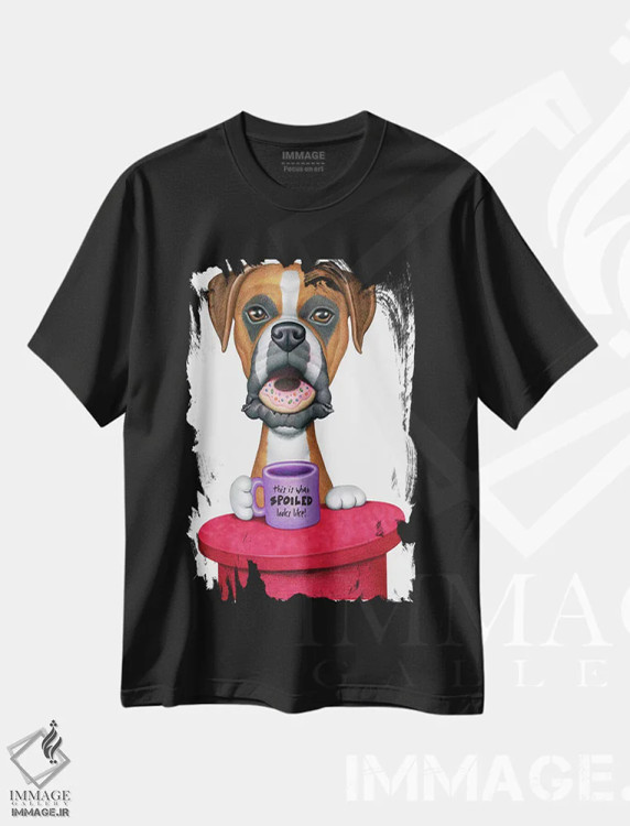 تیشرت مشکی طرح دار بوکسر، قهوه و دونات، تزئینی اثر دنی گوردون | فروشگاه ایماژ