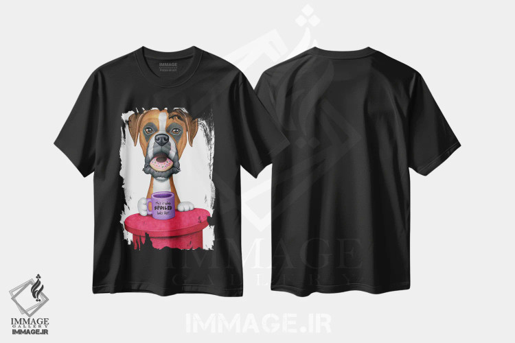 تیشرت مشکی طرح دار بوکسر، قهوه و دونات، تزئینی اثر دنی گوردون | فروشگاه ایماژ