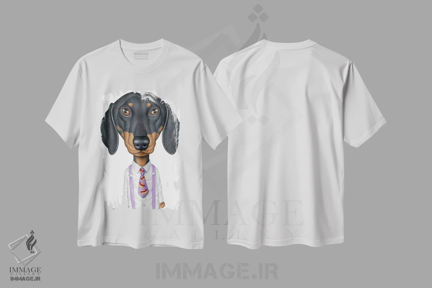 تیشرت سفید طرح دار داشهوند با کراوات، تزئینی اثر دنی گوردون | immage.ir
