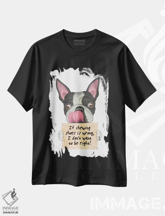 تیشرت مشکی طرح دار تریر بوستون: نمی خواهم حق با من باشد، تزئینی اثر دنی گوردون | immage.ir
