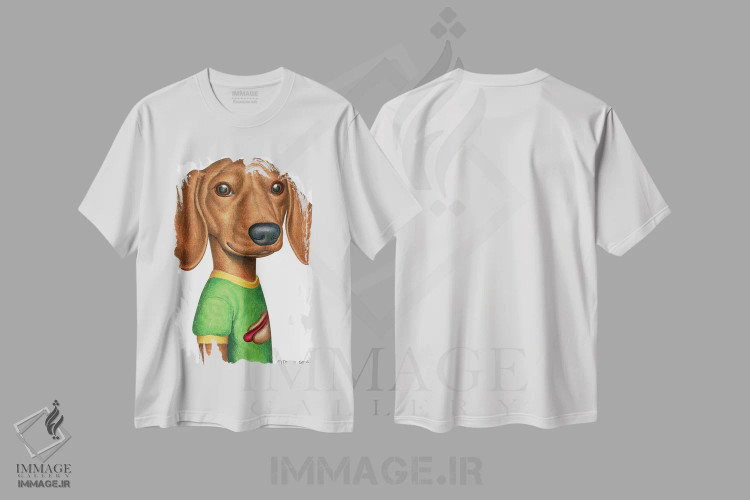 تیشرت سفید طرح دار داشهوند با تی شرت سبز، تزئینی اثر دنی گوردون | immage.ir