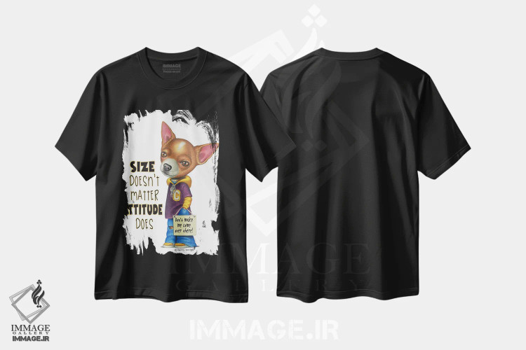 تیشرت مشکی طرح دار چیهواوا با شلوار جین آبی و نوشته، تزئینی اثر دنی گوردون | فروشگاه ایماژ